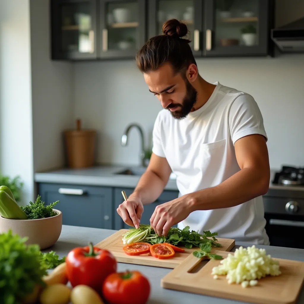 Personne préparant un repas sain